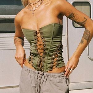 Princess Polly Eden Lace Up Corset Green